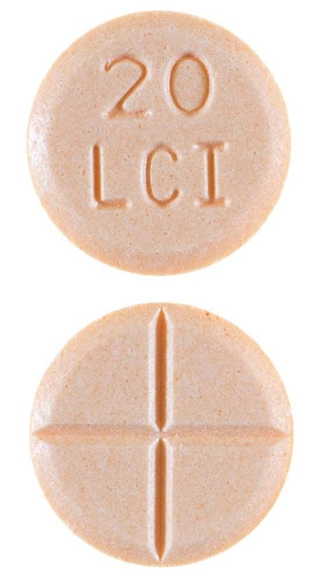 Pill Finder: 20 LCI Peach Round.